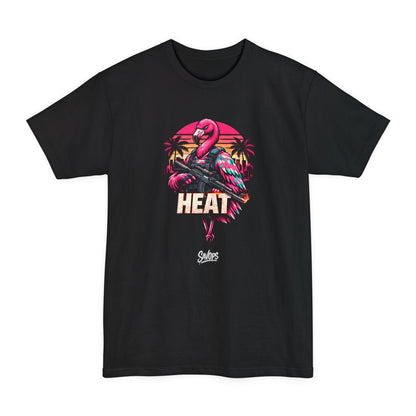 Heat Flamingo T‑Shirt — Retro Neon Flamingo Tall Tee - Savage Operators Tactical Tee | T-Shirt | Savage Operators Clothing | Patriotic Apparel | Military Humor | High Quality Black