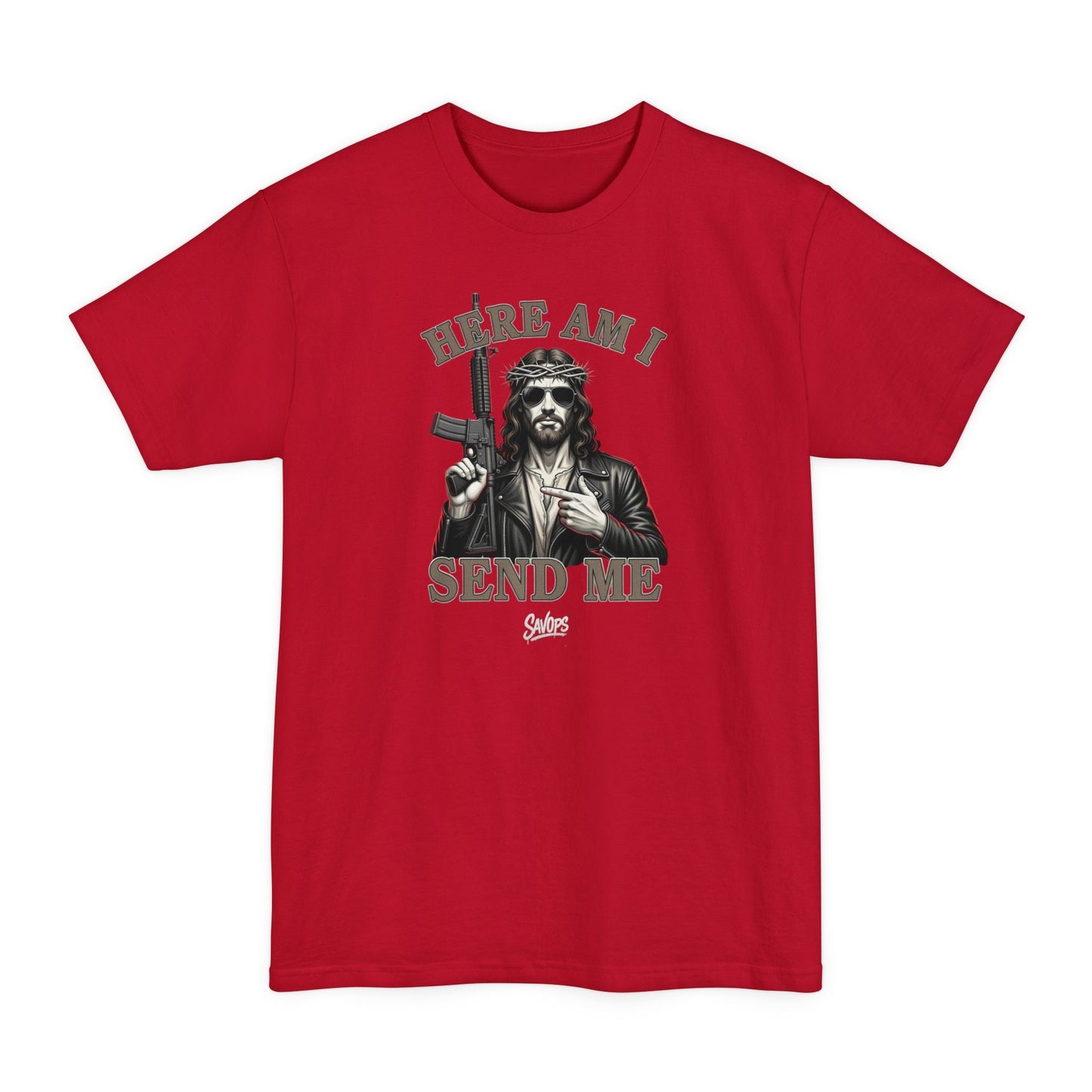 Here Am I Send Me Patriotic Veteran — T-Shirt - Savage Operators Tactical Tee | T-Shirt | Savage Operators Clothing | Patriotic Apparel | Military Humor | High Quality Deep Red