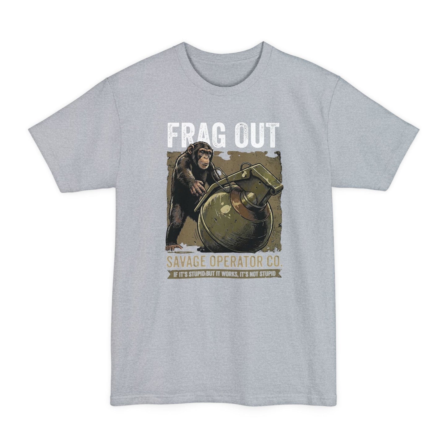 Hey Catch Monkey Savage Operator Co. T-Shirt XLT Big & Tall - Savage Operators Tactical Tee | T-Shirt | Savage Operators Clothing | Patriotic Apparel | Military Humor | High Quality Light Steel