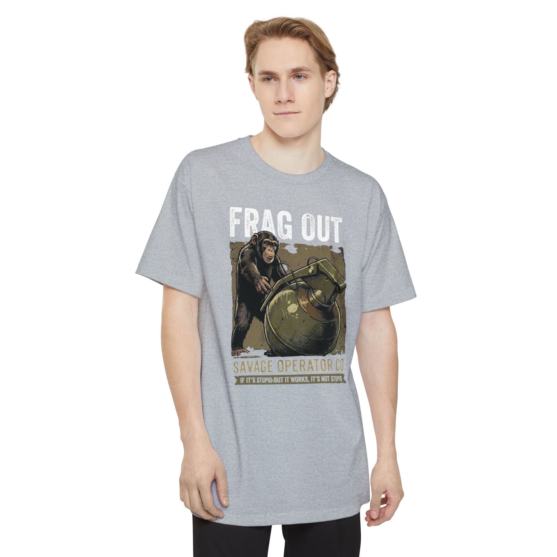Hey Catch Monkey Savage Operator Co. T-Shirt XLT Big & Tall - Savage Operators Tactical Tee | T-Shirt | Savage Operators Clothing | Patriotic Apparel | Military Humor | High Quality Deep Red