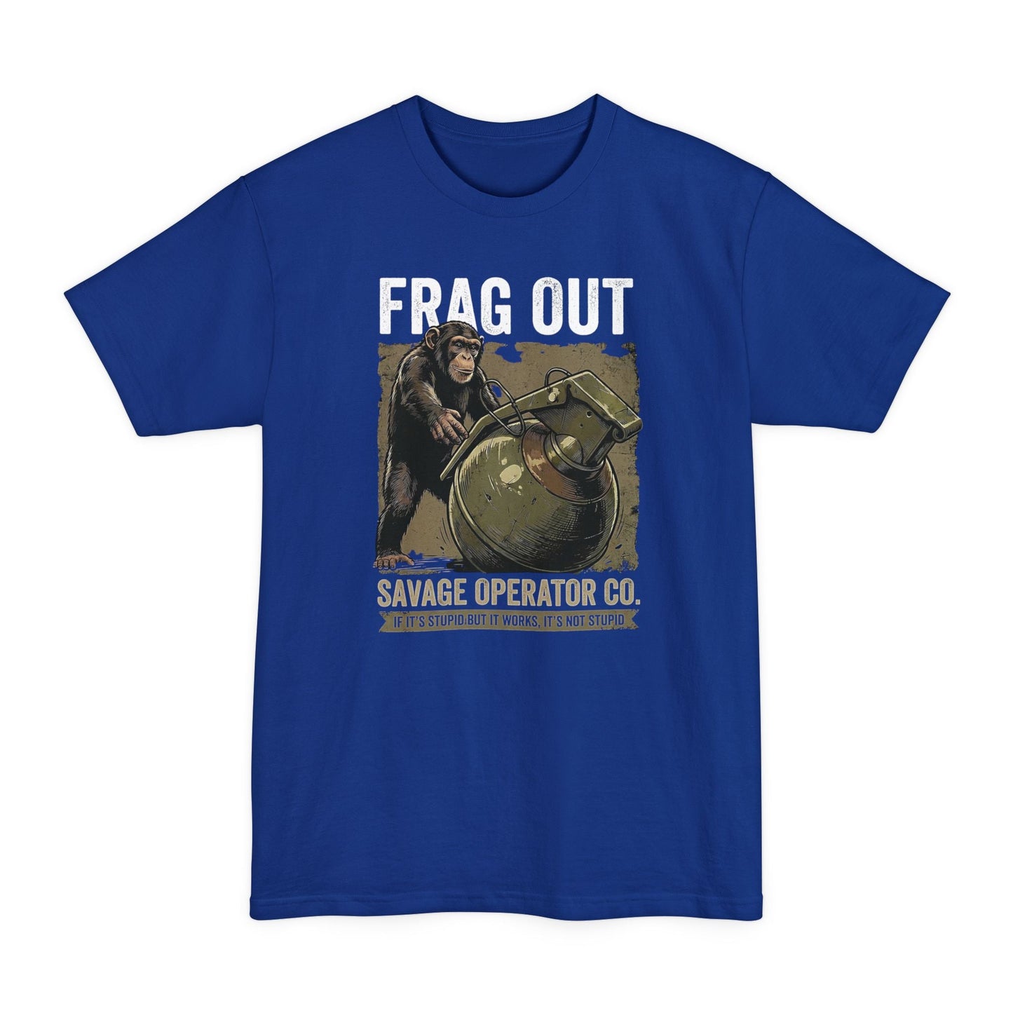 Hey Catch Monkey Savage Operator Co. T-Shirt XLT Big & Tall - Savage Operators Tactical Tee | T-Shirt | Savage Operators Clothing | Patriotic Apparel | Military Humor | High Quality Deep Royal