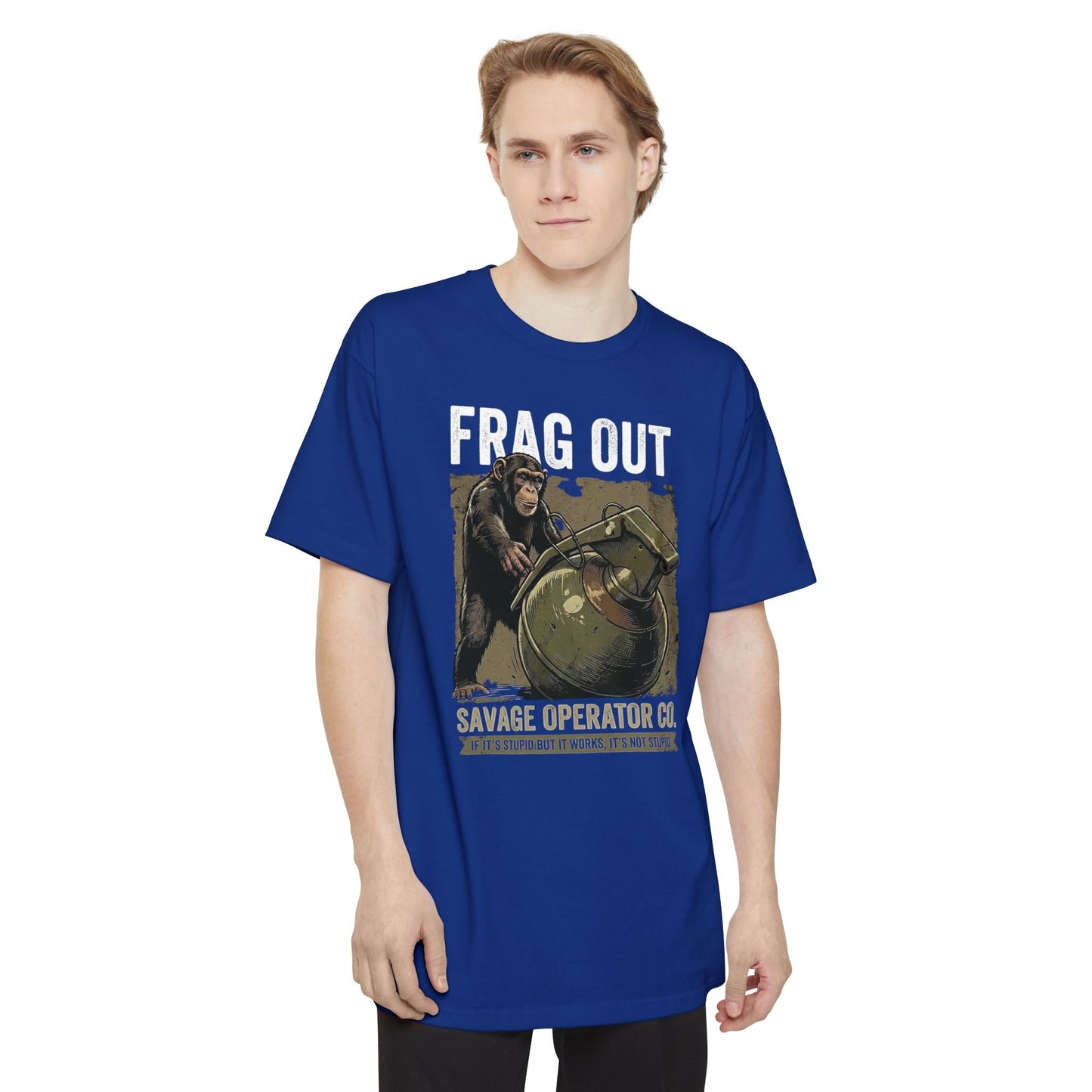 Hey Catch Monkey Savage Operator Co. T-Shirt XLT Big & Tall - Savage Operators Tactical Tee | T-Shirt | Savage Operators Clothing | Patriotic Apparel | Military Humor | High Quality Deep Red