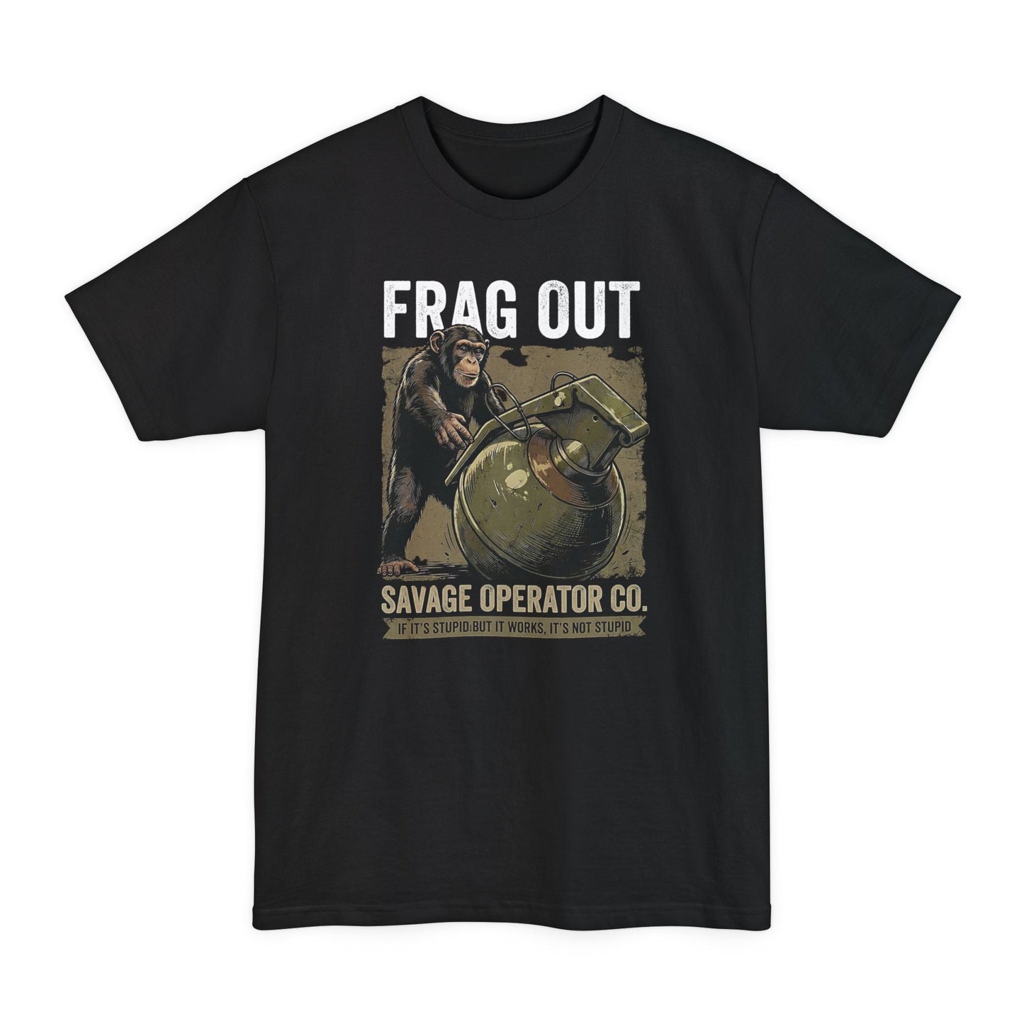Hey Catch Monkey Savage Operator Co. T-Shirt XLT Big & Tall - Savage Operators Tactical Tee | T-Shirt | Savage Operators Clothing | Patriotic Apparel | Military Humor | High Quality Black