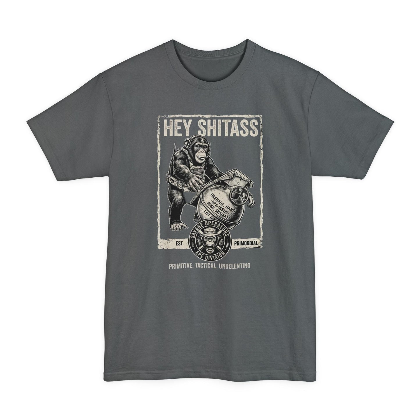 Hey Monkey Catch Military Humor - Funny Graphic T-Shirt XLT Big&Tall - Savage Operators Tactical Tee | T-Shirt | Savage Operators Clothing | Patriotic Apparel | Military Humor | High Quality Navy