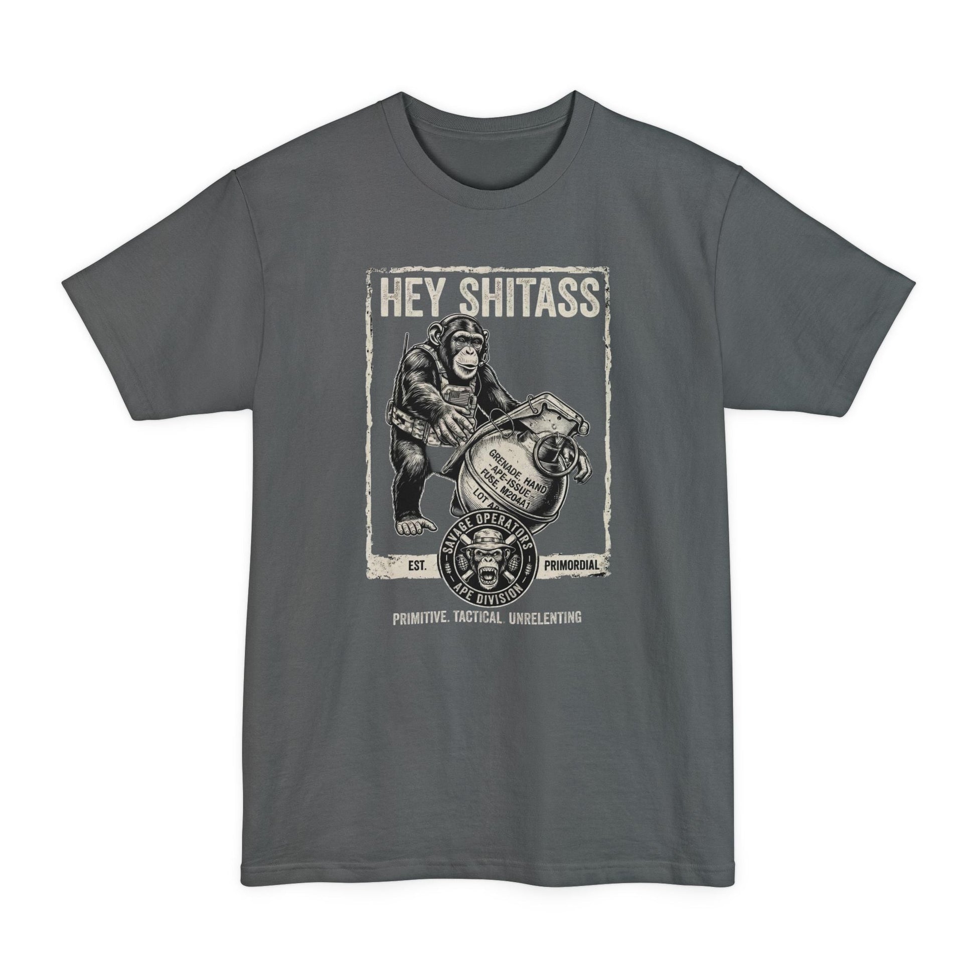 Hey Monkey Catch Military Humor - Funny Graphic T-Shirt XLT Big&Tall - Savage Operators Tactical Tee | T-Shirt | Savage Operators Clothing | Patriotic Apparel | Military Humor | High Quality Navy