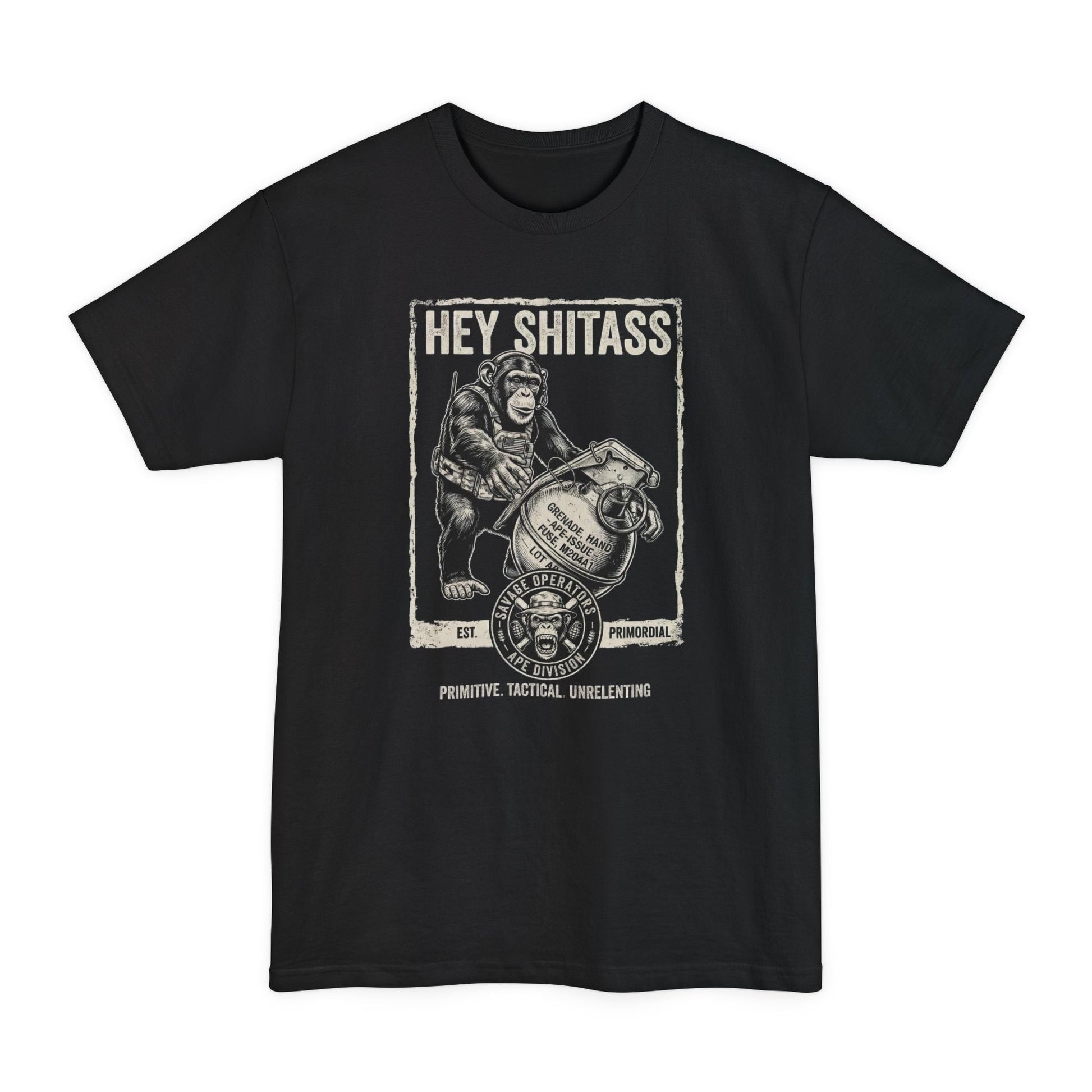 Hey Monkey Catch Military Humor - Funny Graphic T-Shirt XLT Big&Tall - Savage Operators Tactical Tee | T-Shirt | Savage Operators Clothing | Patriotic Apparel | Military Humor | High Quality Black