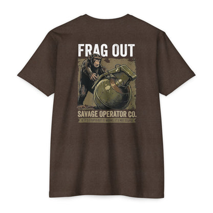 Hey Monkey Catch v2 Savage Operator Graphic T-Shirt - Back Print - Savage Operators Tactical Tee | T-Shirt | Savage Operators Clothing | Patriotic Apparel | Military Humor | High Quality Dark Heather Grey