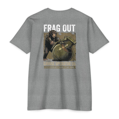 Hey Monkey Catch v2 Savage Operator Graphic T-Shirt - Back Print - Savage Operators Tactical Tee | T-Shirt | Savage Operators Clothing | Patriotic Apparel | Military Humor | High Quality Dark Heather Grey