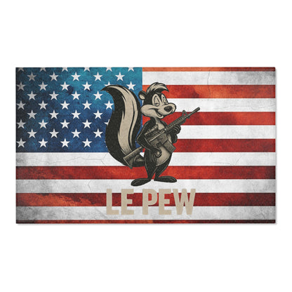 Le Pew American Flag Skunk indoor Area Rug — Patriotic 2a Carpet - Savage Operators Tactical Tee | Home Decor | Savage Operators Clothing | Patriotic Apparel | Military Humor | High Quality 60" × 36"