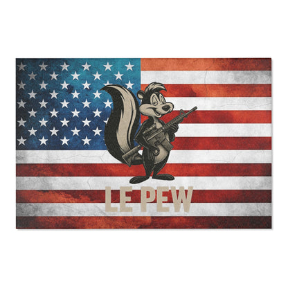 Le Pew American Flag Skunk indoor Area Rug — Patriotic 2a Carpet - Savage Operators Tactical Tee | Home Decor | Savage Operators Clothing | Patriotic Apparel | Military Humor | High Quality 72" × 48"
