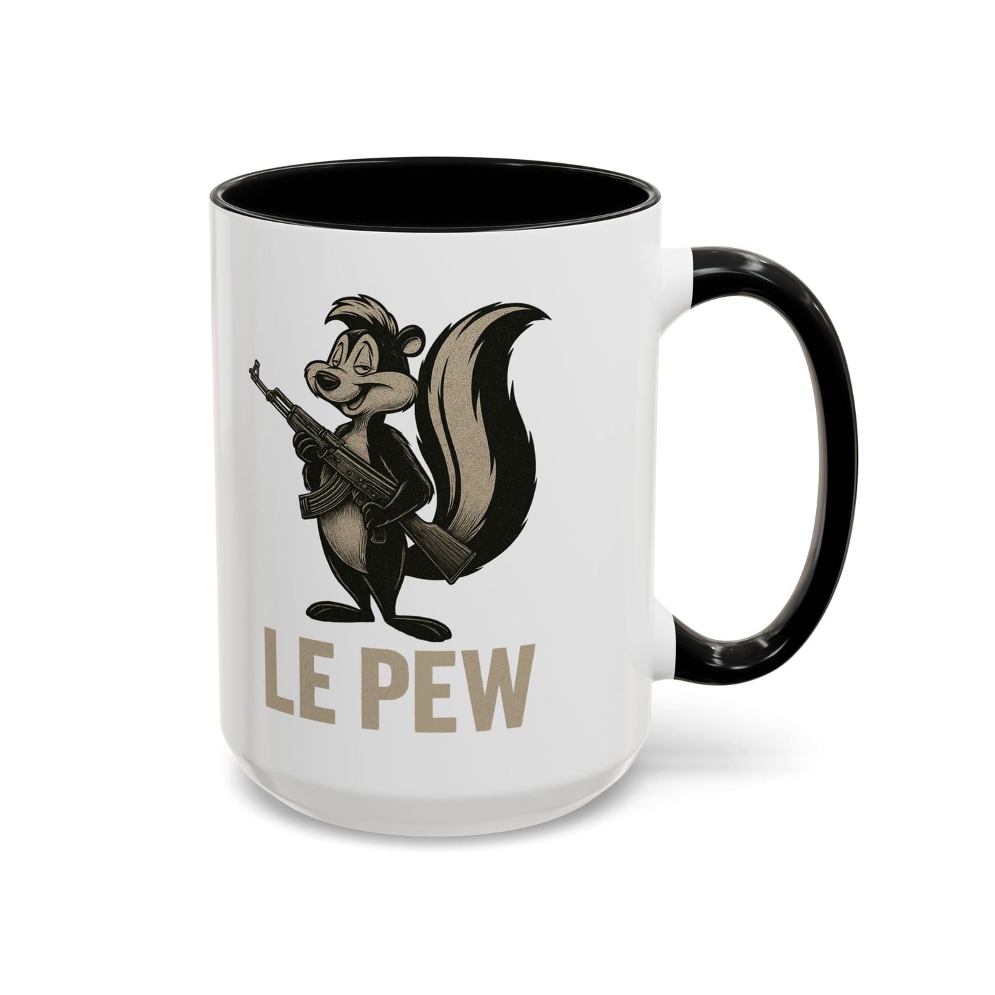 Le Pew Coffee Mug Skunk with Rifle Retro Funny Accent Cup - Savage Operators Tactical Tee | Mug | Savage Operators Clothing | Patriotic Apparel | Military Humor | High Quality 15oz