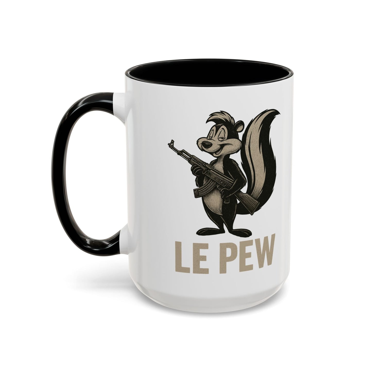 Le Pew Coffee Mug Skunk with Rifle Retro Funny Accent Cup - Savage Operators Tactical Tee | Mug | Savage Operators Clothing | Patriotic Apparel | Military Humor | High Quality 15oz