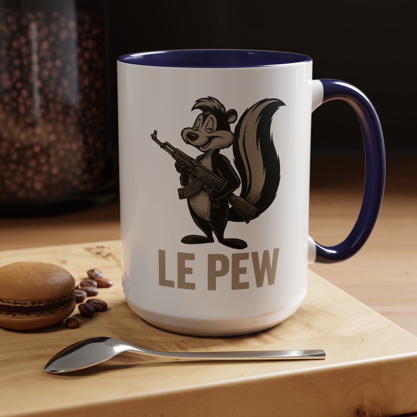 Le Pew Coffee Mug Skunk with Rifle Retro Funny Accent Cup - Savage Operators Tactical Tee | Mug | Savage Operators Clothing | Patriotic Apparel | Military Humor | High Quality 15oz