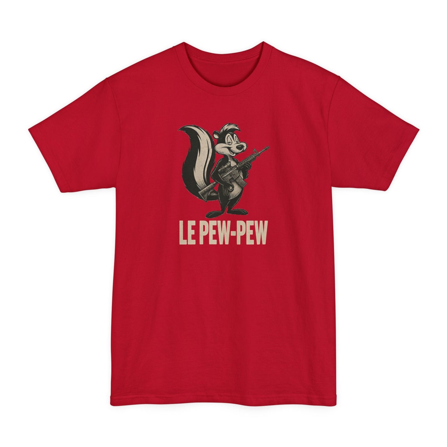 Le Pew - Pew Skunk Graphic Retro Military Humor T-Shirt - Savage Operators Tactical Tee | T-Shirt | Savage Operators Clothing | Patriotic Apparel | Military Humor | High Quality Deep Red