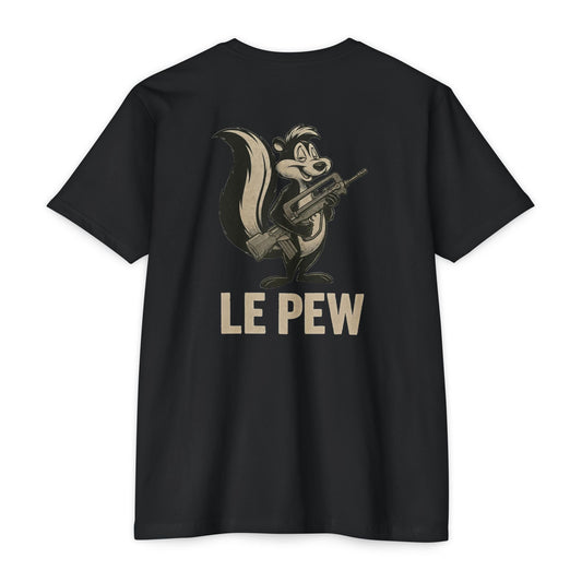 Le Pew Skunk - FAMAS F1 Variant Tactical Humor Tee - Savage Operators Tactical Tee | T-Shirt | Savage Operators Clothing | Patriotic Apparel | Military Humor | High Quality CVC Black