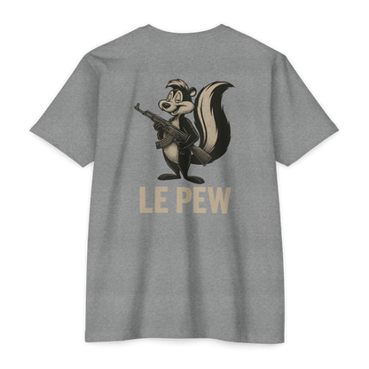 Le Pew Tee | Funny AK Skunk Shirt for Gun Owners & Degenerates with Dark Humor - BACK PRINT - Savage Operators Tactical Tee | T-Shirt | Savage Operators Clothing | Patriotic Apparel | Military Humor | High Quality CVC Royal