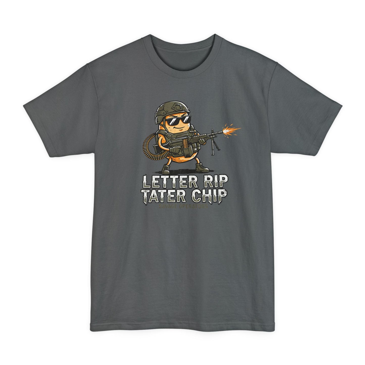 Let Er Rip Tater Chip Big & Tall Shirt – XLT Tactical Graphic Tee | Funny Military Shirt Extended Sizes | Savage Operators - Savage Operators Tactical Tee | T-Shirt | Savage Operators Clothing | Patriotic Apparel | Military Humor | High Quality Deep Royal