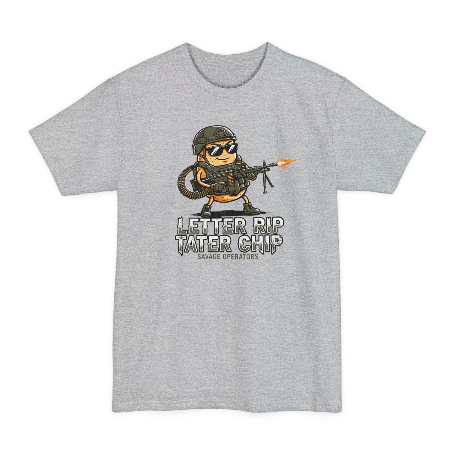 Let Er Rip Tater Chip Big & Tall Shirt – XLT Tactical Graphic Tee | Funny Military Shirt Extended Sizes | Savage Operators - Savage Operators Tactical Tee | T-Shirt | Savage Operators Clothing | Patriotic Apparel | Military Humor | High Quality Navy