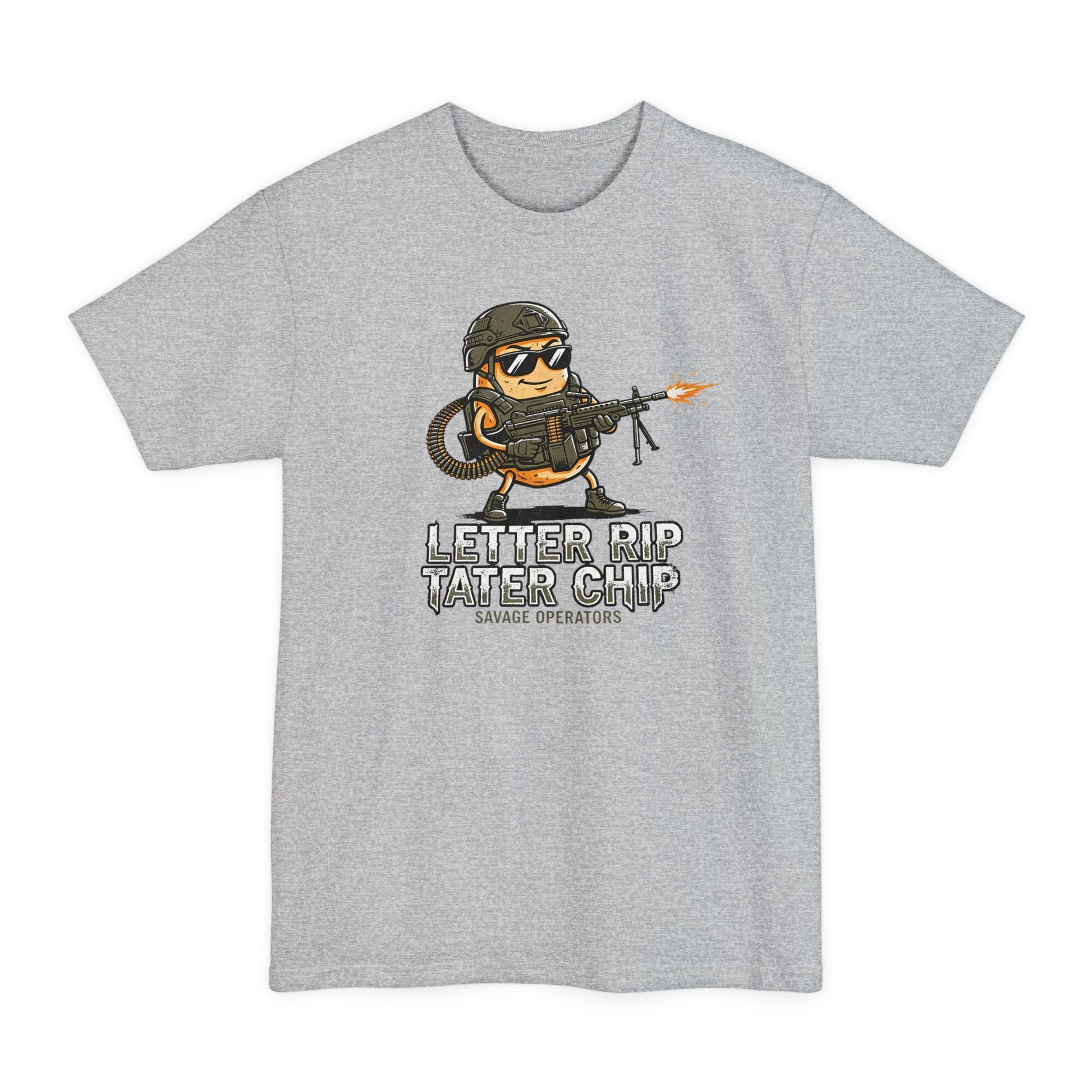 Let Er Rip Tater Chip Big & Tall Shirt – XLT Tactical Graphic Tee | Funny Military Shirt Extended Sizes | Savage Operators - Savage Operators Tactical Tee | T-Shirt | Savage Operators Clothing | Patriotic Apparel | Military Humor | High Quality Navy