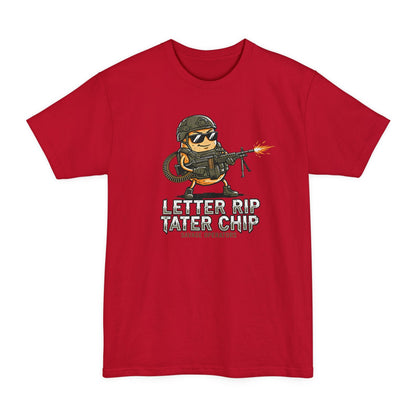 Let Er Rip Tater Chip Big & Tall Shirt – XLT Tactical Graphic Tee | Funny Military Shirt Extended Sizes | Savage Operators - Savage Operators Tactical Tee | T-Shirt | Savage Operators Clothing | Patriotic Apparel | Military Humor | High Quality Deep Red
