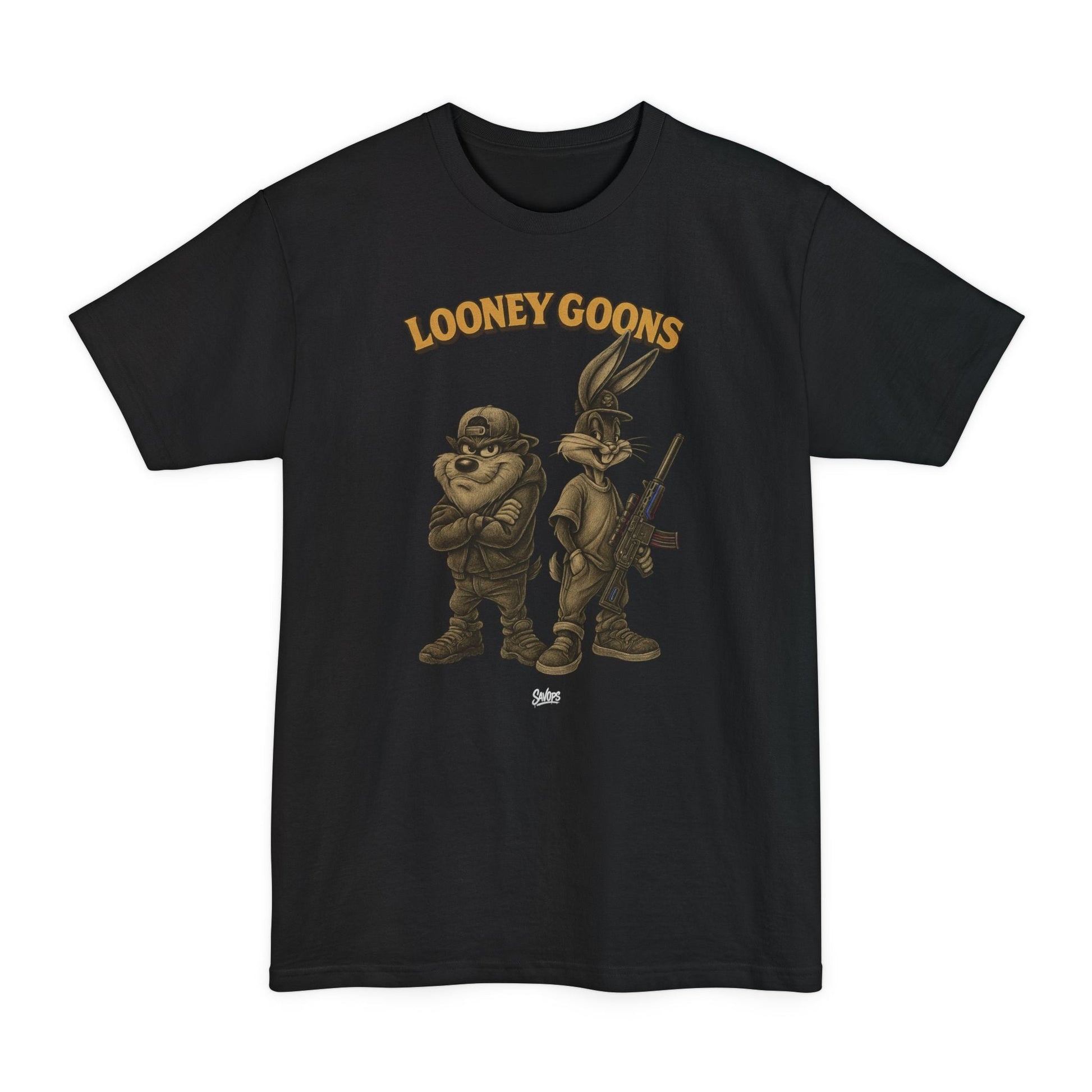 Looney Goons Graphic Tactical T-Shirt – Retro Dark Humor Tall Tee - Savage Operators Tactical Tee | T-Shirt | Savage Operators Clothing | Patriotic Apparel | Military Humor | High Quality Black