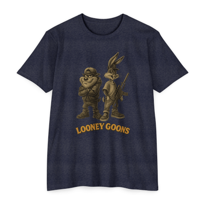 Looney Goons Parody Shirt | Dark Humor Cartoon Satire Tee for Bikers & Gun Owners - Savage Operators Tactical Tee | T-Shirt | Savage Operators Clothing | Patriotic Apparel | Military Humor | High Quality CVC Military Green