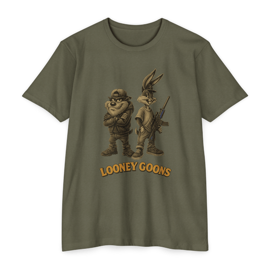 Looney Goons Parody Shirt | Dark Humor Cartoon Satire Tee for Bikers & Gun Owners - Savage Operators Tactical Tee | T-Shirt | Savage Operators Clothing | Patriotic Apparel | Military Humor | High Quality CVC Black