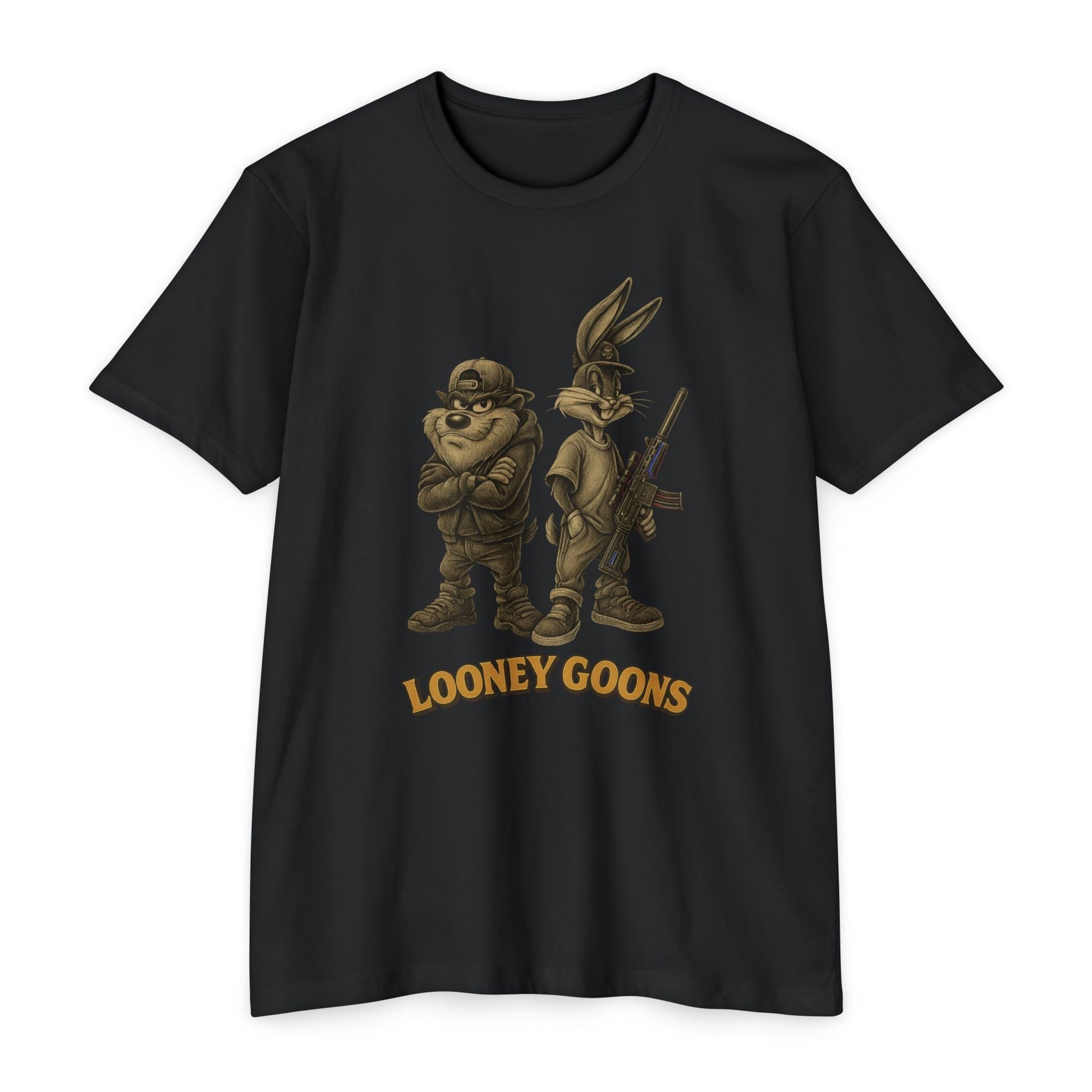 Looney Goons Parody Shirt | Dark Humor Cartoon Satire Tee for Bikers & Gun Owners - Savage Operators Tactical Tee | T-Shirt | Savage Operators Clothing | Patriotic Apparel | Military Humor | High Quality CVC Black