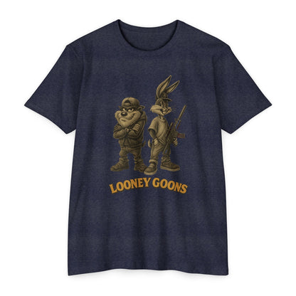 Looney Goons Parody Shirt | Dark Humor Cartoon Satire Tee for Bikers & Gun Owners - Savage Operators Tactical Tee | T-Shirt | Savage Operators Clothing | Patriotic Apparel | Military Humor | High Quality CVC Midnight Navy