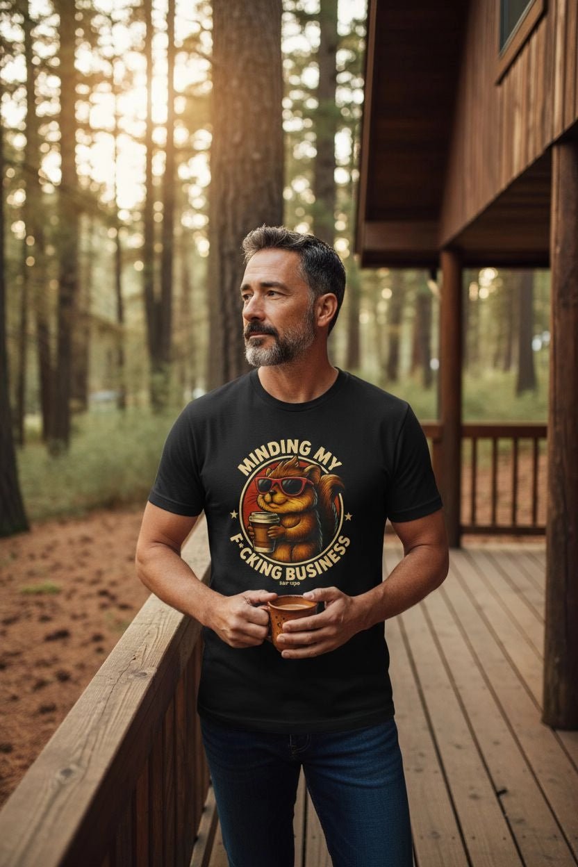 Minding My Business T-Shirt – Funny Savage Operators Graphic Tee - Savage Operators Tactical Tee | T-Shirt | Savage Operators Clothing | Patriotic Apparel | Military Humor | High Quality CVC Midnight Navy