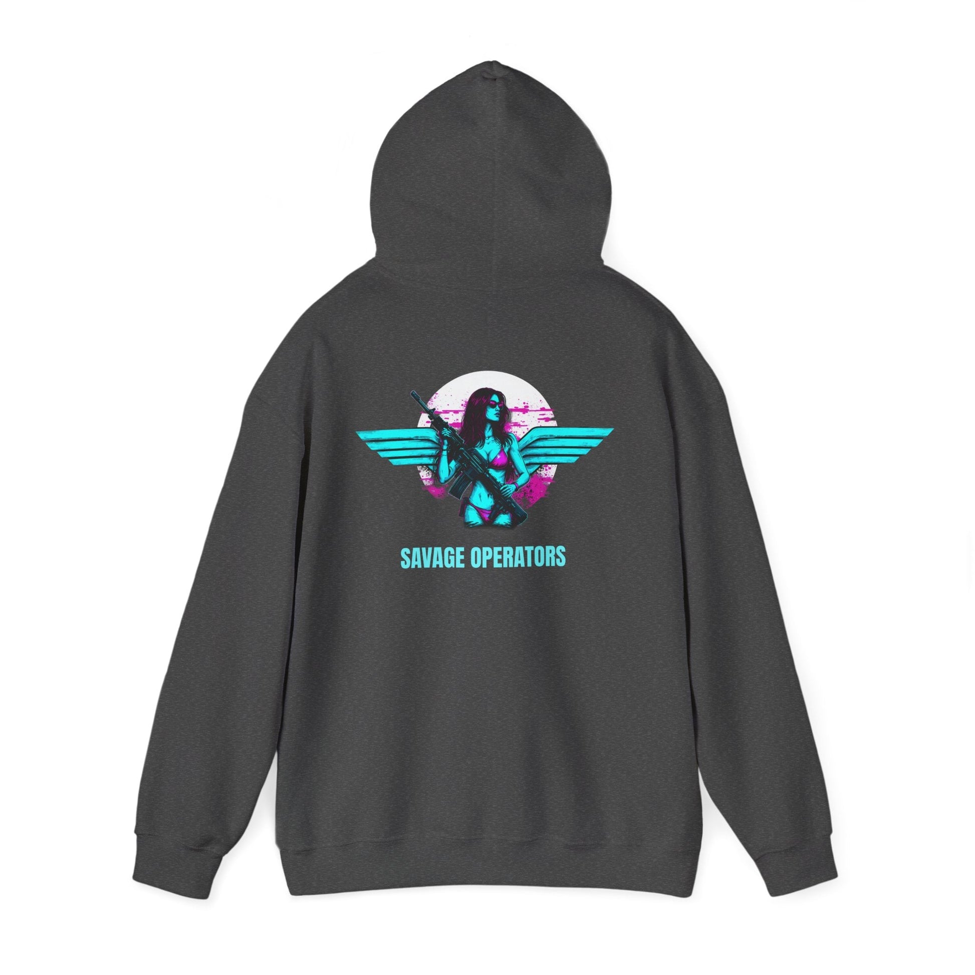 Neon Pilot Wings Graphic Retro Hoodie — Savage Operators - Savage Operators Tactical Tee | Hoodie | Savage Operators Clothing | Patriotic Apparel | Military Humor | High Quality S