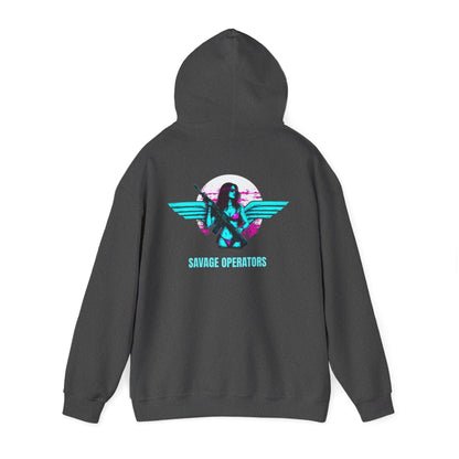 Neon Pilot Wings Graphic Retro Hoodie — Savage Operators - Savage Operators Tactical Tee | Hoodie | Savage Operators Clothing | Patriotic Apparel | Military Humor | High Quality S