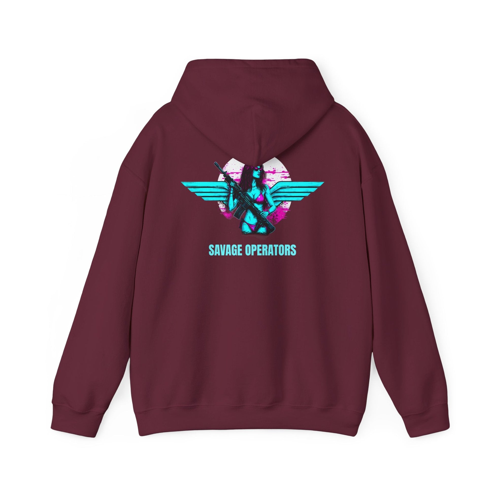 Neon Pilot Wings Graphic Retro Hoodie — Savage Operators - Savage Operators Tactical Tee | Hoodie | Savage Operators Clothing | Patriotic Apparel | Military Humor | High Quality S