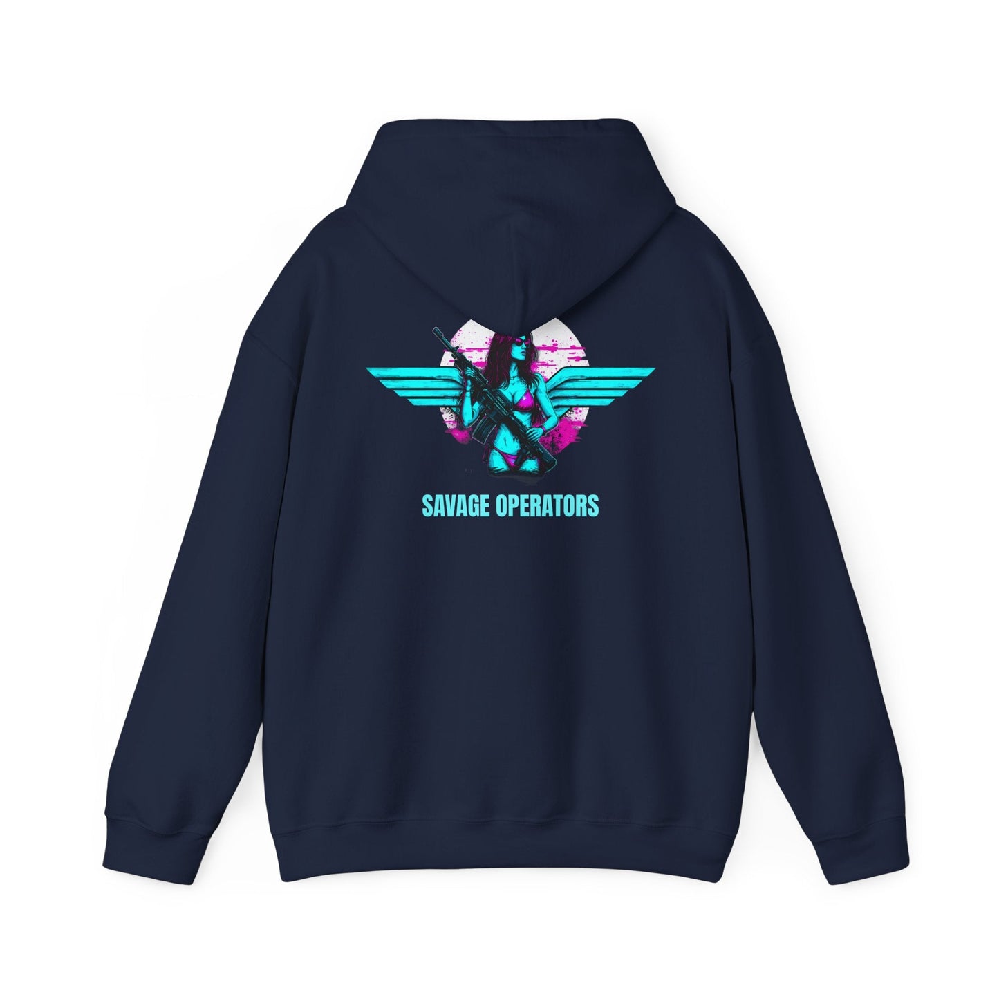 Neon Pilot Wings Graphic Retro Hoodie — Savage Operators - Savage Operators Tactical Tee | Hoodie | Savage Operators Clothing | Patriotic Apparel | Military Humor | High Quality S