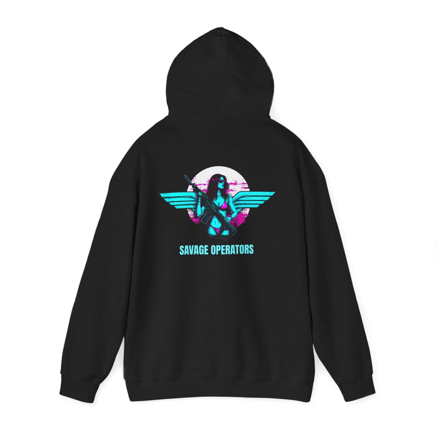 Neon Pilot Wings Graphic Retro Hoodie — Savage Operators - Savage Operators Tactical Tee | Hoodie | Savage Operators Clothing | Patriotic Apparel | Military Humor | High Quality S