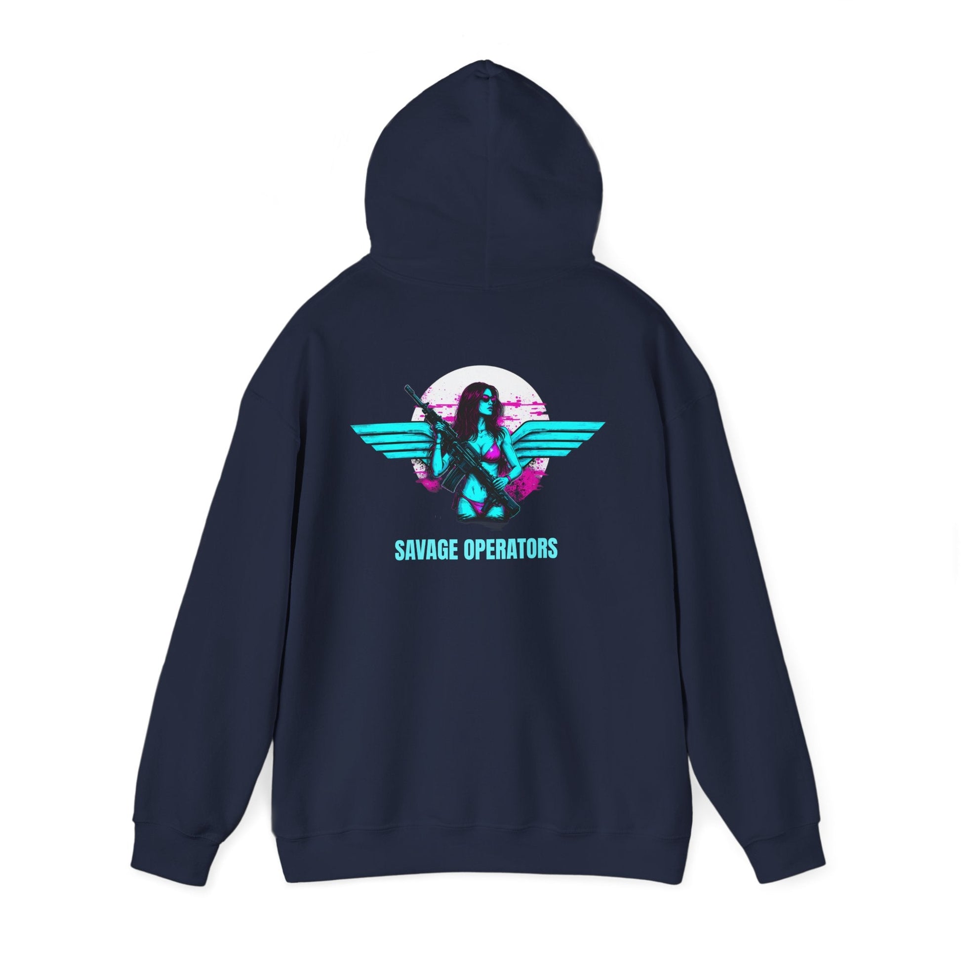 Neon Pilot Wings Graphic Retro Hoodie — Savage Operators - Savage Operators Tactical Tee | Hoodie | Savage Operators Clothing | Patriotic Apparel | Military Humor | High Quality S