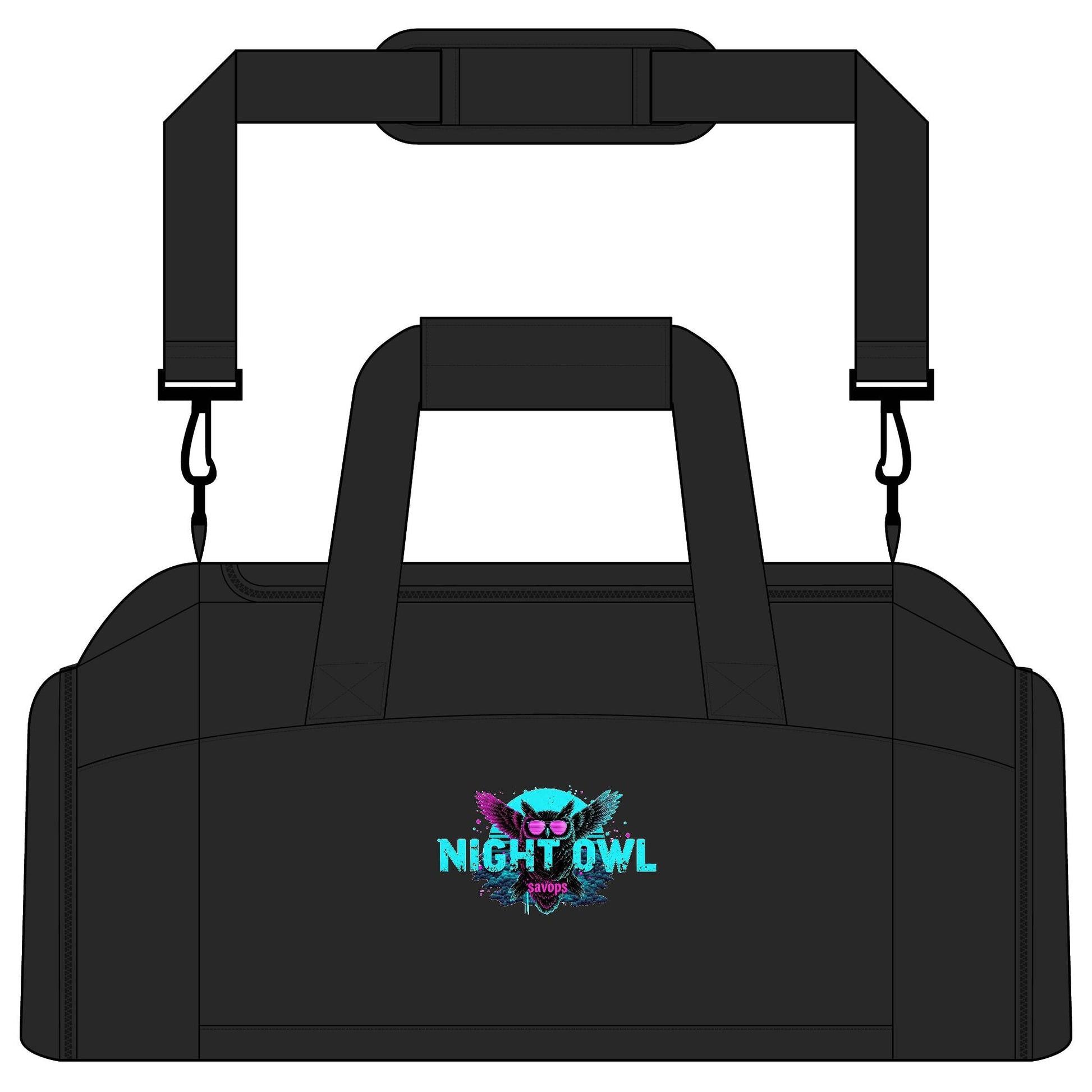 Night Owl Gym Bag – Neon Owl Fitness Duffel - Savage Operators Tactical Tee | Bags | Savage Operators Clothing | Patriotic Apparel | Military Humor | High Quality Black