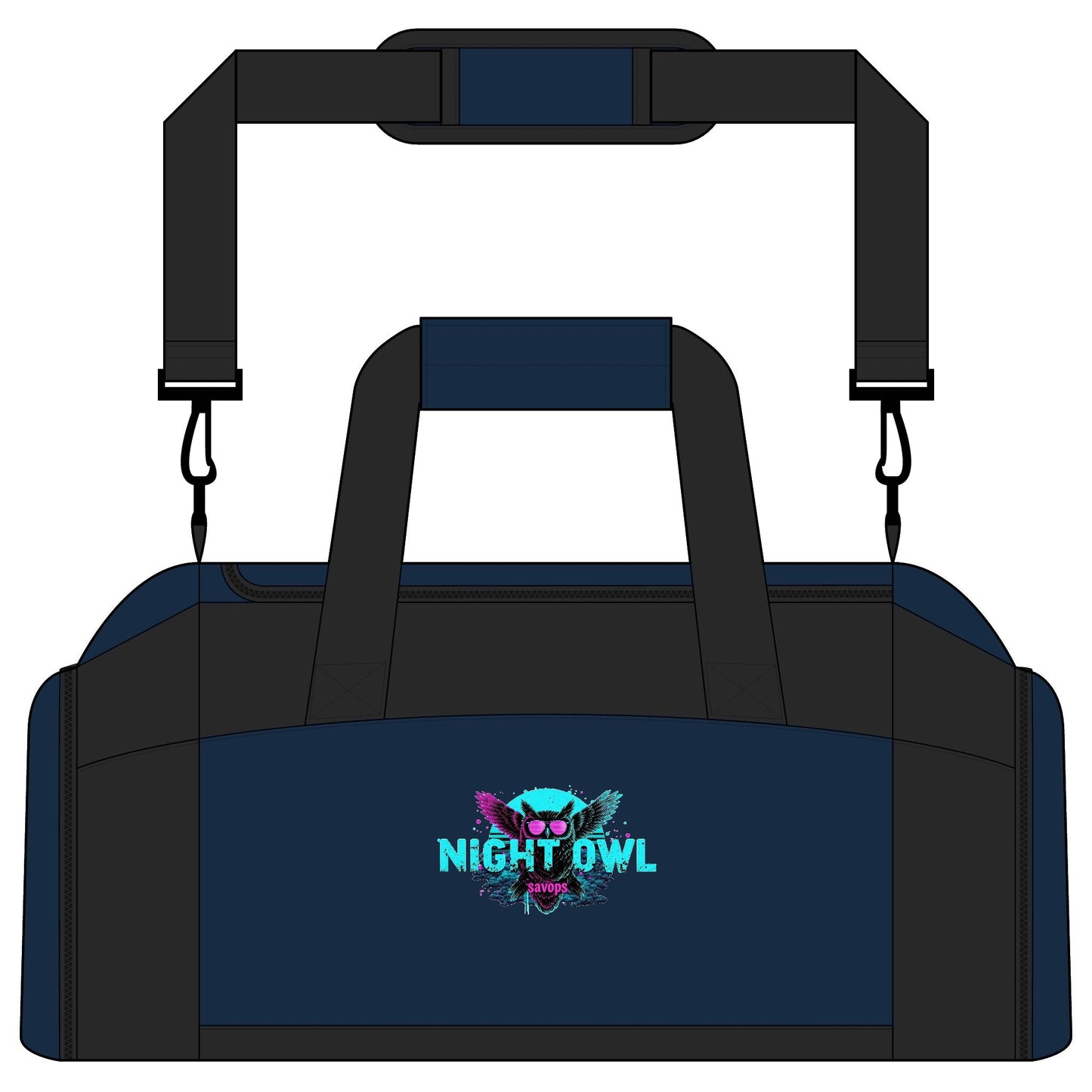 Night Owl Gym Bag – Neon Owl Fitness Duffel - Savage Operators Tactical Tee | Bags | Savage Operators Clothing | Patriotic Apparel | Military Humor | High Quality Navy