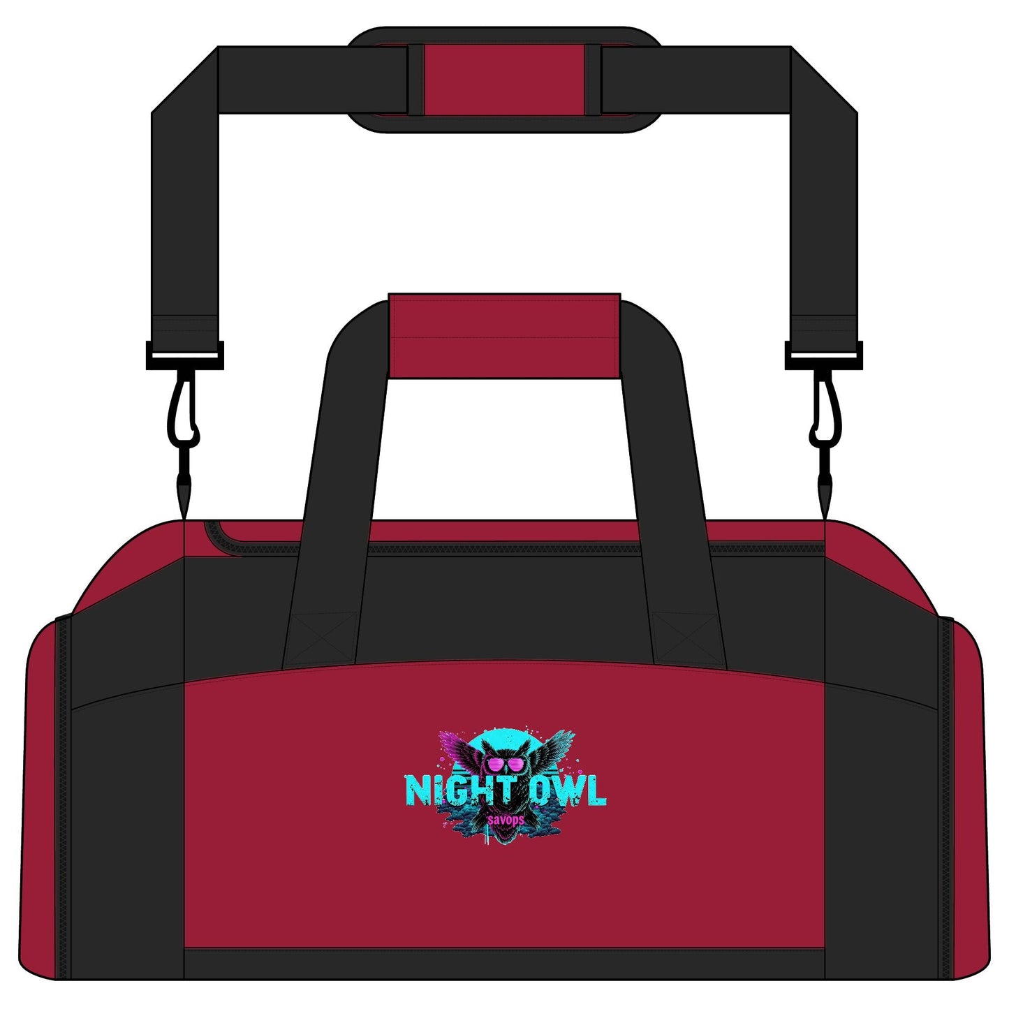 Night Owl Gym Bag – Neon Owl Fitness Duffel - Savage Operators Tactical Tee | Bags | Savage Operators Clothing | Patriotic Apparel | Military Humor | High Quality Red