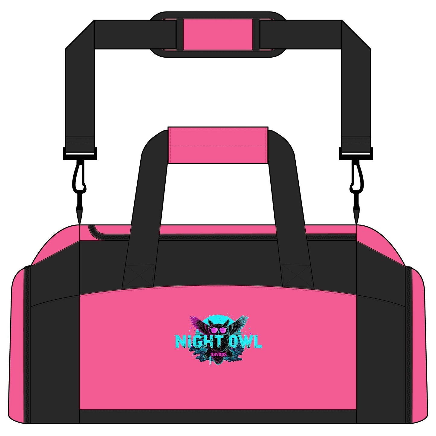 Night Owl Gym Bag – Neon Owl Fitness Duffel - Savage Operators Tactical Tee | Bags | Savage Operators Clothing | Patriotic Apparel | Military Humor | High Quality Tropical Pink