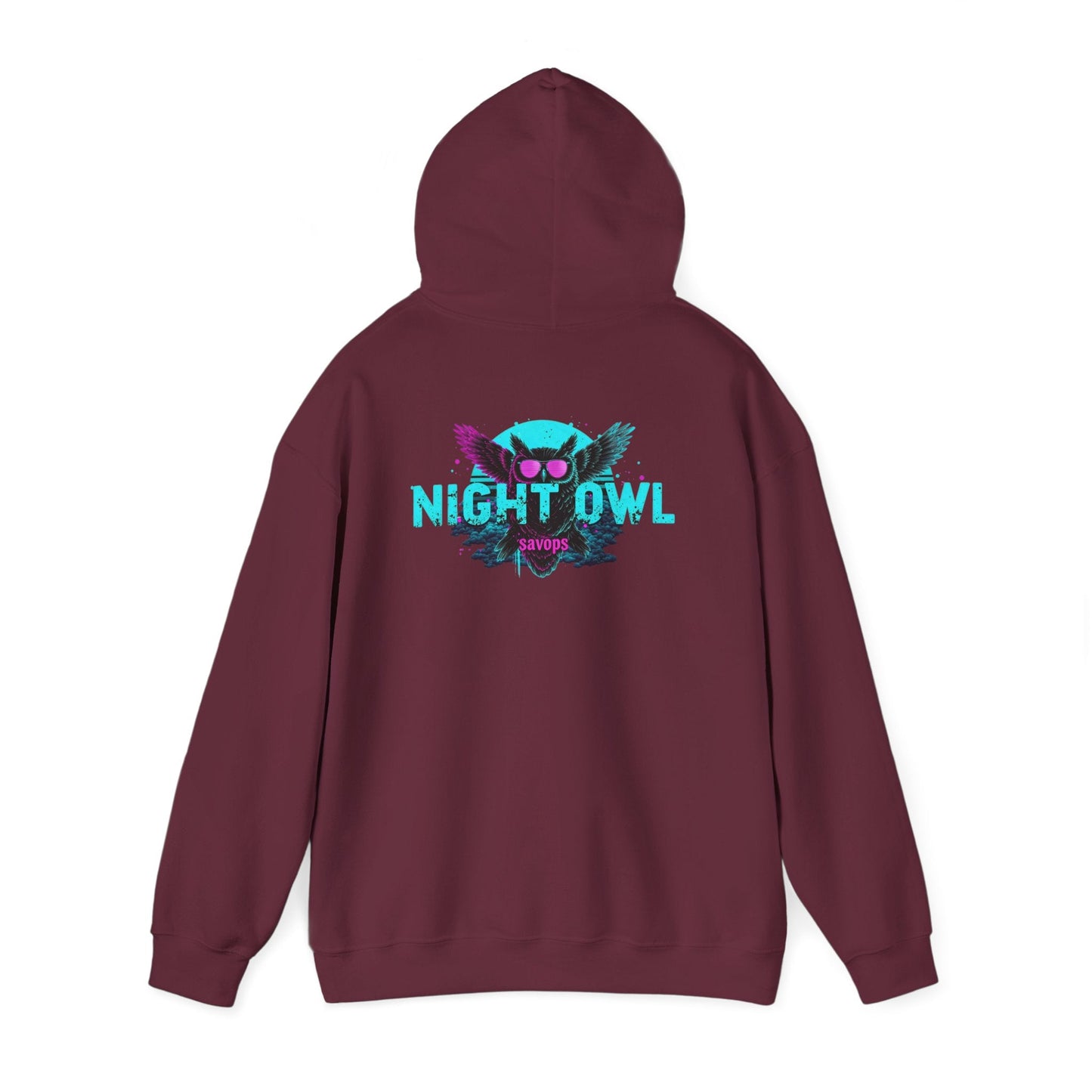 Night Owl Hoodie - Retro Neon Owl Graphic Pullover - Savage Operators Tactical Tee | Hoodie | Savage Operators Clothing | Patriotic Apparel | Military Humor | High Quality S