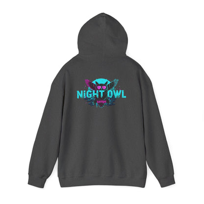 Night Owl Hoodie - Retro Neon Owl Graphic Pullover - Savage Operators Tactical Tee | Hoodie | Savage Operators Clothing | Patriotic Apparel | Military Humor | High Quality S
