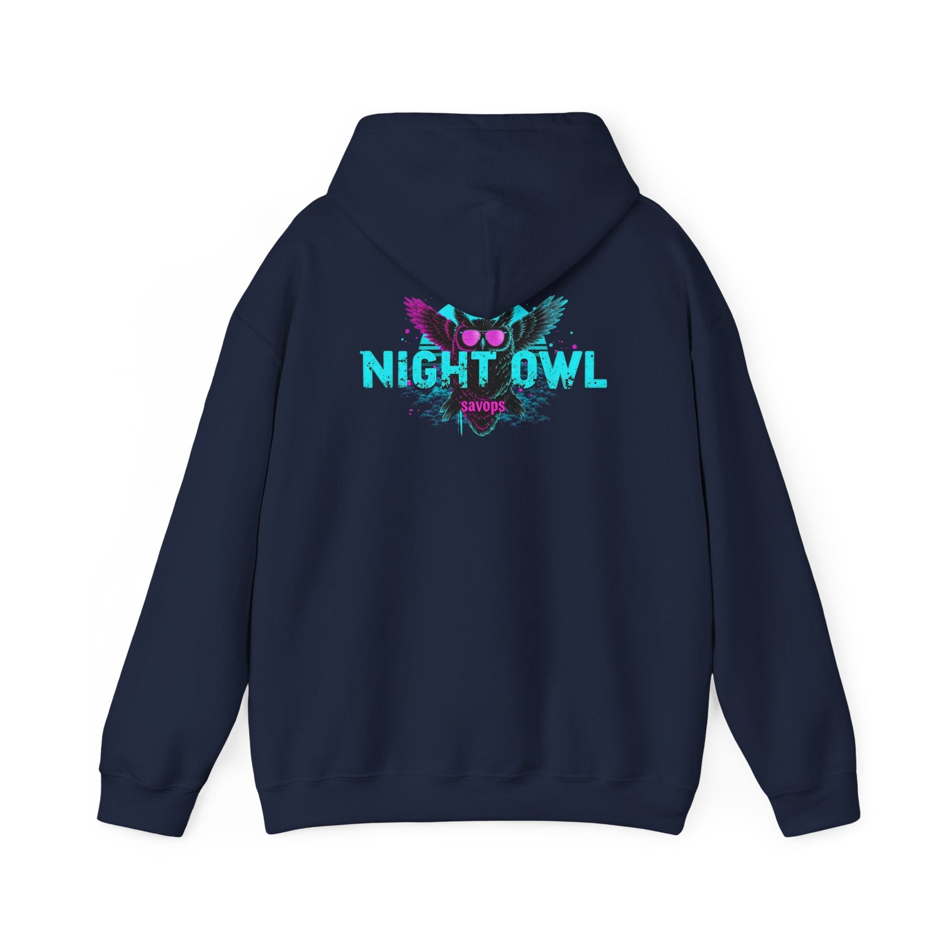 Night Owl Hoodie - Retro Neon Owl Graphic Pullover - Savage Operators Tactical Tee | Hoodie | Savage Operators Clothing | Patriotic Apparel | Military Humor | High Quality S