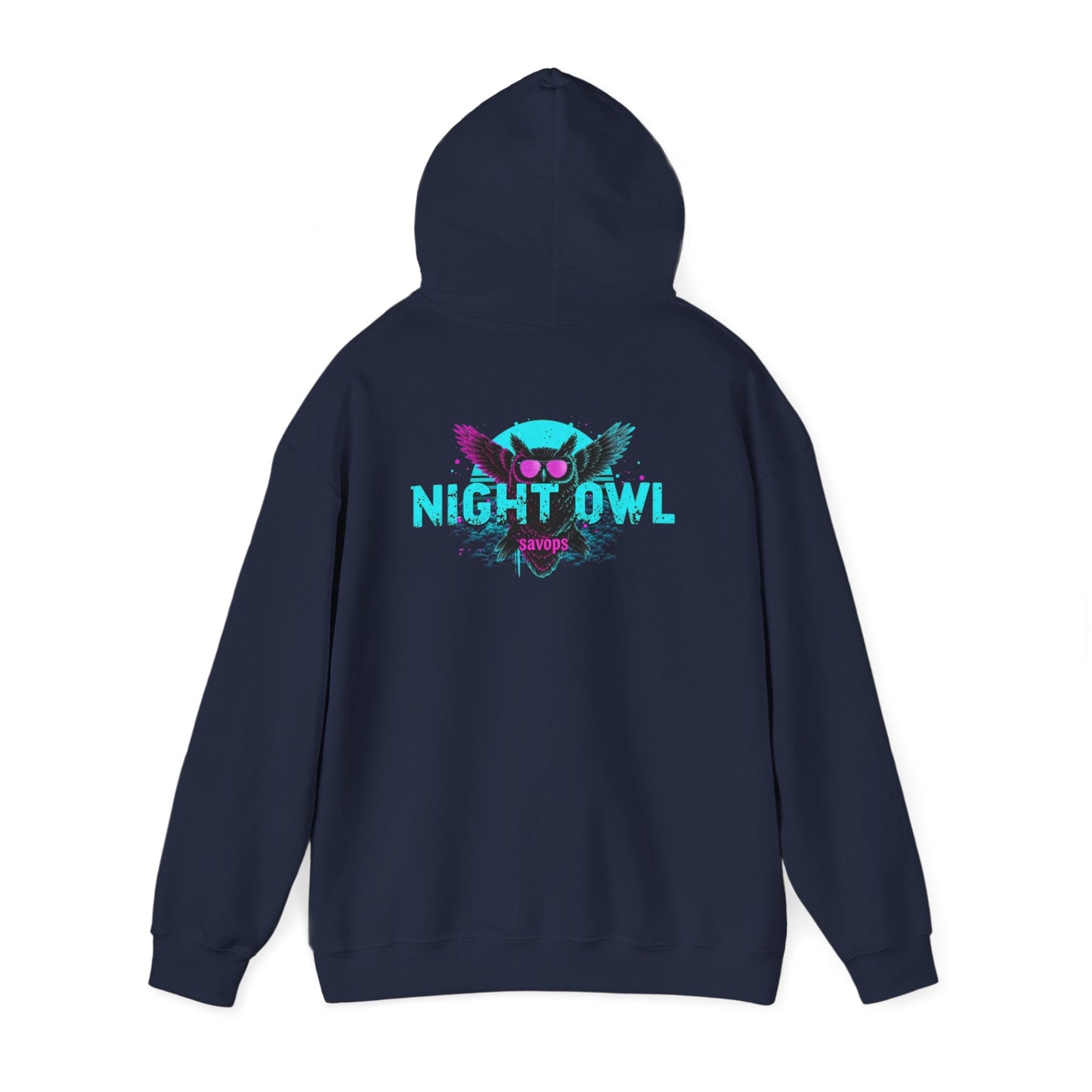 Night Owl Hoodie - Retro Neon Owl Graphic Pullover - Savage Operators Tactical Tee | Hoodie | Savage Operators Clothing | Patriotic Apparel | Military Humor | High Quality S