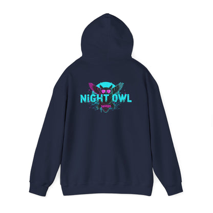 Night Owl Hoodie - Retro Neon Owl Graphic Pullover - Savage Operators Tactical Tee | Hoodie | Savage Operators Clothing | Patriotic Apparel | Military Humor | High Quality S