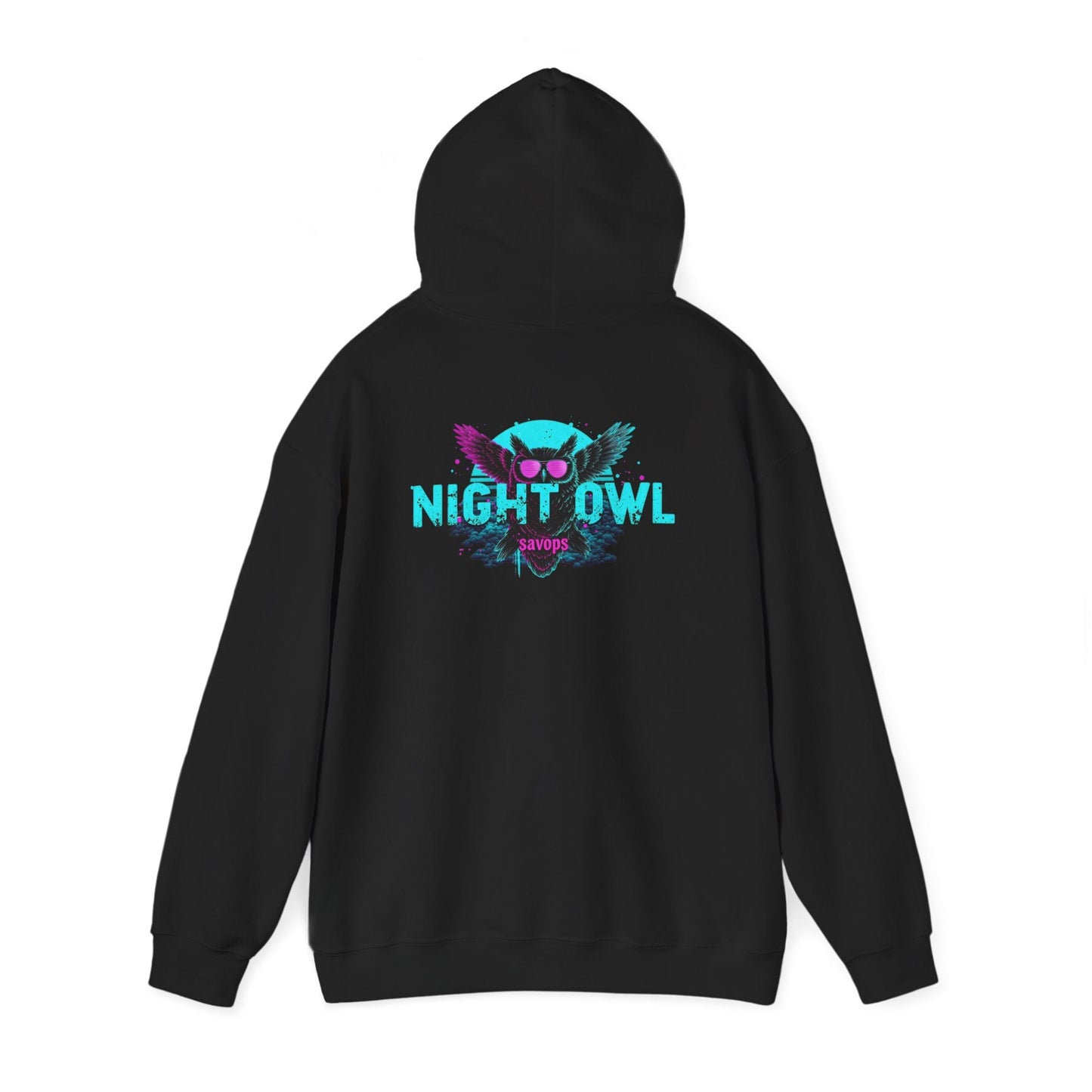 Night Owl Hoodie - Retro Neon Owl Graphic Pullover - Savage Operators Tactical Tee | Hoodie | Savage Operators Clothing | Patriotic Apparel | Military Humor | High Quality S