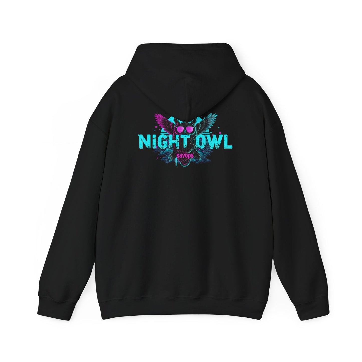 Night Owl Hoodie - Retro Neon Owl Graphic Pullover - Savage Operators Tactical Tee | Hoodie | Savage Operators Clothing | Patriotic Apparel | Military Humor | High Quality S