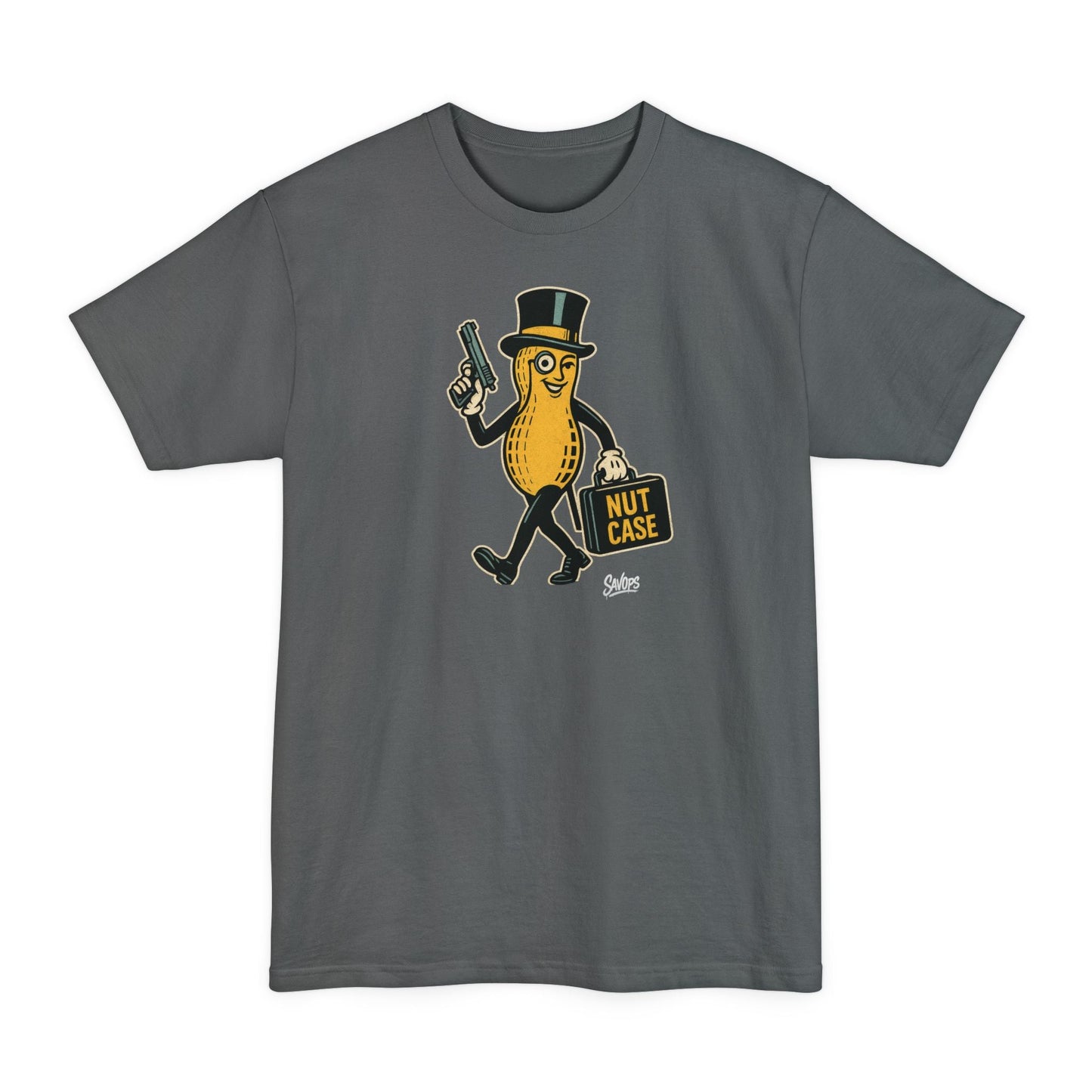 Nut Case Peanut Character T‑Shirt — Funny Vintage Peanut with Briefcase & Top Hat XLT - Savage Operators Tactical Tee | T-Shirt | Savage Operators Clothing | Patriotic Apparel | Military Humor | High Quality Navy