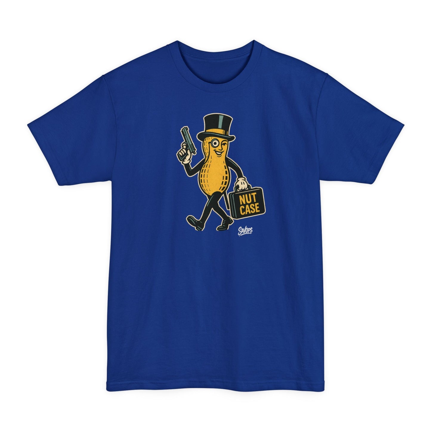 Nut Case Peanut Character T‑Shirt — Funny Vintage Peanut with Briefcase & Top Hat XLT - Savage Operators Tactical Tee | T-Shirt | Savage Operators Clothing | Patriotic Apparel | Military Humor | High Quality Deep Royal