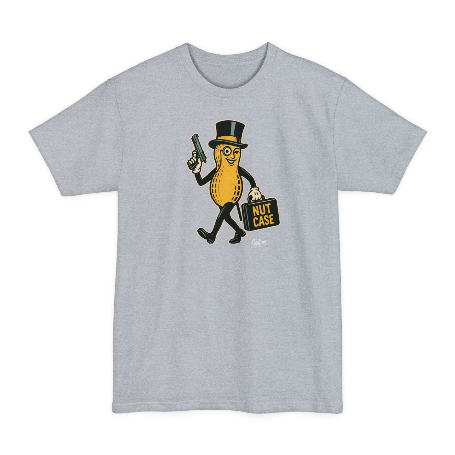 Nut Case Peanut Character T‑Shirt — Funny Vintage Peanut with Briefcase & Top Hat XLT - Savage Operators Tactical Tee | T-Shirt | Savage Operators Clothing | Patriotic Apparel | Military Humor | High Quality Light Steel